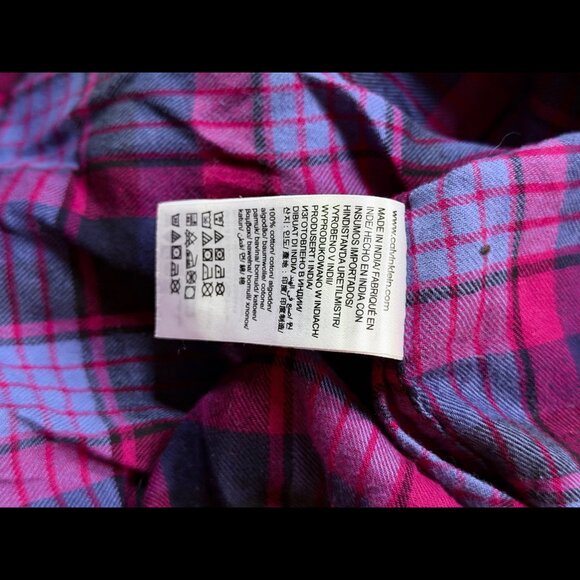 Calvin Klein Shirt Small Womens Purple Pink Plaid Henley Plaid Wester Collared - Picture 8 of 8